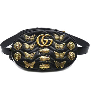 グッチ バッグ GUCCI GGマーモント キルティング レザー ウエストバッグ ベルトバッグ ブラック 491294 T-YJ06174