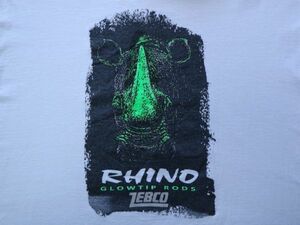 90s USA製 生地 ZEBCO RHINO ゼブコ ビンテージ Tシャツ US- L サイズ / ロッド ルアー 釣り リール カーディナル オールド ABU Cardinal 3
