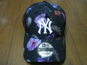 ■NY　ヤンキース　 NEW ERA　9TWENTY　花柄　キャップ　野球帽　ブラック■