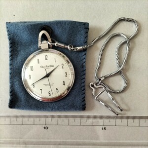アンティーク、レトロな懐中時計、シチズン Pocket Watch　17石　手巻き、チェーン＆袋付きです