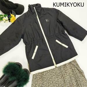 KUMIKYOKU クミキョク ブルゾン サイズTS S ブラック 黒 中綿 スタンドカラー ポット 胸ロゴ 裾ロゴ 長袖 ウィンドブレーカー 3428