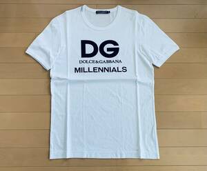 ドルチェ&ガッバーナ DG 白 DGMILLENNIALS デザイン クルーネック Tシャツ 綺麗