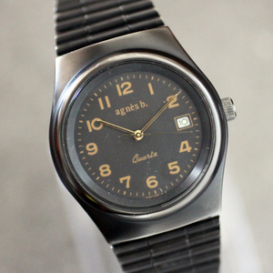 電池交換済 稼働品 良品 アニエス ベー agnes b. ボーイズ 腕 時計 ブラック 黒 レディース メンズ アナログ ウォッチ クォーツ