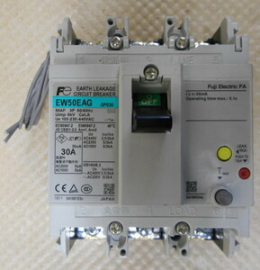 9 富士電機(FUJI) 漏電遮断器(漏電ブレーカー) EW50EAG-3P030 3P 30A 感度電流 30mA G-TWINシリーズ 補助スイッチ付