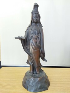 仏像 置物 仏教美術 ブロンズ 銅製 観音像 高村光雲 高さ55cm　重量6kg　美術品　アンティーク　オブジェ