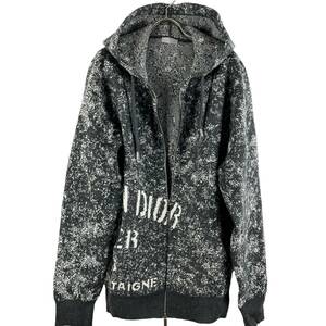 Dior (ディオール) Wool Noise Whole Pattern Zip Longsleeve Hoodie (grey)