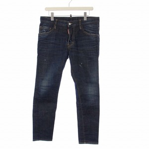 ディースクエアード 17SS SKATER JEAN ダメージ加工 デニムパンツ ジーンズ テーパード ボタンフライ 48 M インディゴ S74LB0155