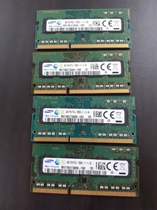 L0425-06　PCメモリ4枚セット　SAMSUNG　PC3L-12800S(DDR3L-1600) 各4GB 計16GB