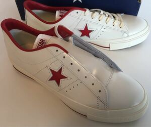 デッド 新品 日本製 CONVERSE ONE STAR コンバース ワンスター レザー 白 × 赤 us 10.5 / 29 ㎝ 箱付き