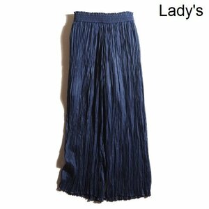 x5622P ▼HYKE ハイク▼ 新品同様 22SS ランダムプリーツ ワイドパンツ ネイビー 2 / RANDOM PLEATED PANTS イージーパンツ 紺 春夏 rb mks