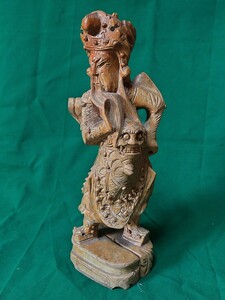 中国武将 木彫 置物 オブジェ