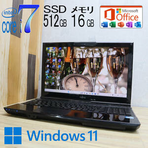 ★超美品 最上級4コアi7！新品SSD512GB メモリ16GB★A47K Core i7-3632QM Webカメラ Win11 MS Office2019 Home&Business ノートPC★P69393