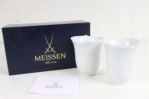 Meissen 波の戯れ 55404 マイセン カップ コーヒーカップ 2ペア 食器 箱あり ホワイト ブランド品 コレクション 006JSFJH57