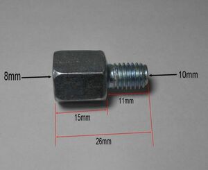 ★バックミラー ネジ径変換アダプタ―★バイク側10mm正ネジを8mm正ネジへ★即決1個150円送料120円より