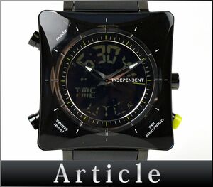 174979◆動作確認済 CITIZEN シチズン インディペンデント 腕時計 クォーツ U021-002674-01 デジアナ SS ブラック メンズ/ D
