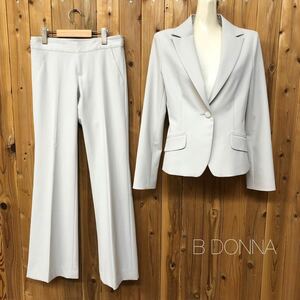 B DONNA＊ビドンナ レディーススーツ テーラードジャケット ロングパンツ フレア パンツスーツ 上下 グレー スラックス フォーマル