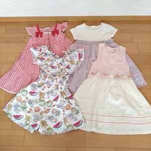 女の子 ワンピース　まとめて★サイズ130cm★スーリー　JENNI　anyFAM　夏服　つなぎ　４枚　セット売り