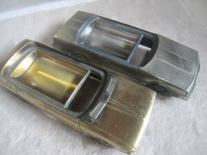 ジャンク　スカイライン2000と日産VIORET車型の超合金製シガレットケース（上部なし）