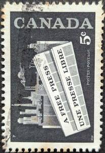 【外国切手】 カナダ 1958年01月22日 発行 カナダのプレス 消印付き