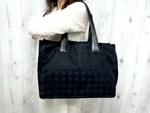 極美品 CHANEL シャネル ニュートラベルライン トートバッグ ハンドバッグ バッグ ナイロン×レザー 黒 A4収納可 70825