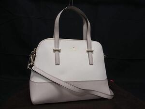 1円 ■美品■ kate spade ケイトスペード PXRU4471 レザー 2WAY ハンドバッグ ショルダー 斜め掛け レディース ホワイト系 FC1878