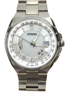 CITIZEN◆ソーラー腕時計/アナログ/チタン/WHT/SLV/H145-T018548//電波 ECO-DRIVE エコドライブ ATESSA アテッサ