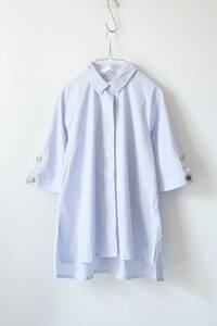 美品 DoCLASSE:UVコットン・袖ボタンシャツ/マシンウォッシュ/ドゥクラッセ/小さいサイズ5