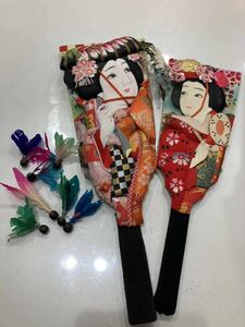パ）羽子板 当時物 昭和レトロ 正月飾り 歌舞伎 玩具 縁起物　時代物　日本　JAPAN