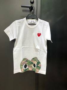 COMME des GARCONS PLAY Tシャツ　白×迷彩ハート　Sサイズ(レディース)　AZ-T243