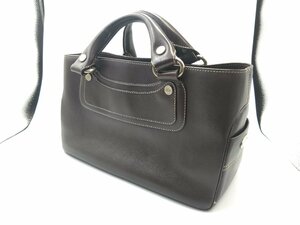 中古良品 CELINE/セリーヌ ブギーバッグ ダークブラウン カーフ ハンドバッグ