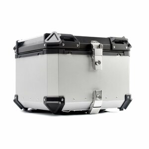 リアボックス モノキーケース バイク用トップケース 取り付け金具付き 大容量45L 背もたれパッドなし 収納ケース 防水 鍵2本 シルバー