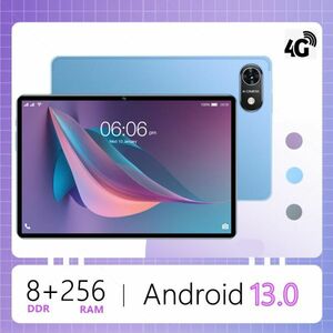 ★ 超速4G通話 Android13.0 ダブルSIMカード対応 金属カバー 8＋256GBタブレット 10インチ Wi-FiGoogle PLAY 本体グレー ブルー パープル