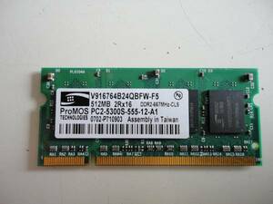 ProMOS 512MB 667MHZ DDR2 SODIMM - V916764B24QBFW-F5