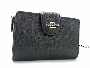 1円 ■新品■未使用■ COACH コーチ レザー 二つ折り 財布 ウォレット 札入れ 小銭入れ レディース ブラック系 BL0239