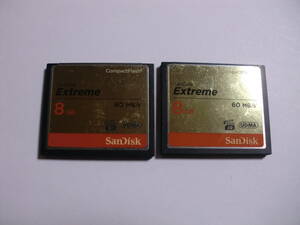 2枚セット　8GB　SanDisk　Extreme　UDMA　60MB/s　CFカード　フォーマット済み　メモリーカード　コンパクトフラッシュカード