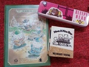 レトロ中古◆ バインダー※筆箱※メモ帳セット ◆SLEEPYHEAD/缶ケース/カンペン/下敷き/コレクション/くま