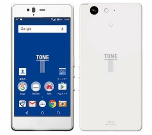 SIMフリー スマホ 本体 白ロム 富士通 TONE ｍ17 ホワイト トーンモバイル 箱あり 充電ケーブル付き 中古 美品