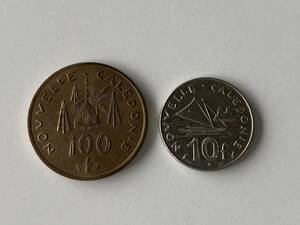 ニューカレドニア 100フラン×１枚(1987年)・10フラン×1枚(1986年)★100f・10f★硬貨 コイン 海外 外貨