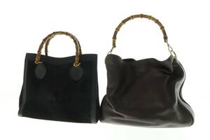 VMPD6-414-34 GUCCI グッチ ハンドバッグ ワンショルダーバッグ バンブーライン 2点セット レディース ブラック ブラウン ジャンク