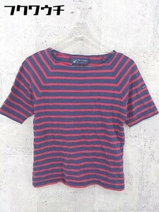 ◇ SAINT JAMES ボーダー フランス製 半袖 Tシャツ カットソー サイズ D 40 USA 30 INTL XXS ネイビー系 レッド レディース