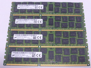 メモリ サーバーパソコン用 低電圧 1.35V Micron PC3L-12800R(DDR3L-1600R) ECC Registered 16GBx4枚 合計64GB 起動確認済みです