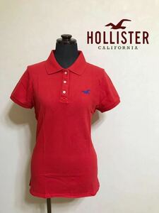 HOLLISTER ホリスター レディース 鹿の子 アイコン ポロシャツ トップス レディース サイズL 170/96Y 半袖 赤