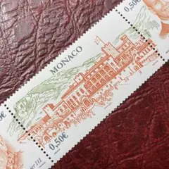 52411セール現品限り　外国切手未使用　モナコ発行凹版建築物王室3種連刷揃