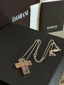 ★綺麗！【ダミアーニ DAMIANI 20084310 ベルエポック ネックレス 750 K18 イエローゴールド クロス レインボー サファイヤ】YN00210