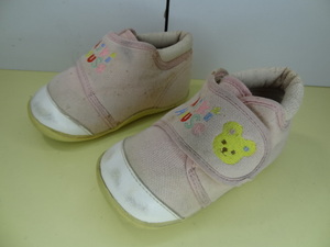 全国送料無料 ミキハウス MIKI HOUSE 日本製 子供靴 キッズ ベビー 女の子 ピンク刺繍入り スニーカー ファーストシューズ 13cm