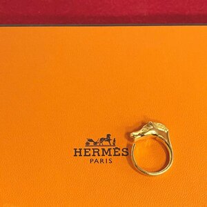 ほぼ未使用 HERMES エルメス シュバルホースリング シルバー925 10号 リング 指輪 アクセサリー レディース メンズ ゴールド 52070