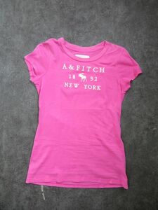 アバクロンビー＆フィッチ Abercrombie&Fitch Tシャツ A&F M アバクロ ピンク ロング丈 刺繍 半袖 古着感
