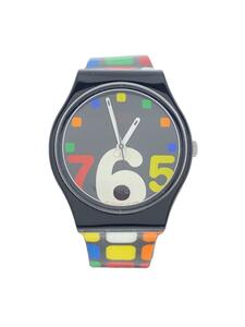 SWATCH◆クォーツ腕時計/アナログ/ラバー/BLK/マルチカラー/プラスチック/712