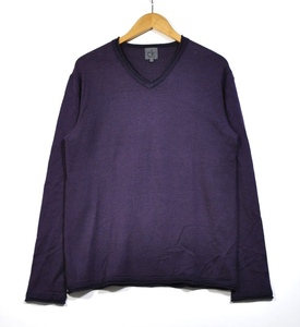 【Calvin Klein】カルバンクライン Vネック ウール セーター 紫 L CK 良品