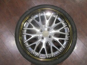 中古★WORK Gnosis GR204 18インチ アルミ ホイール＆タイヤ 1本のみ★205/40R18★7.5J/+43/100/4穴★リムゴールド/ワーク/グノーシス